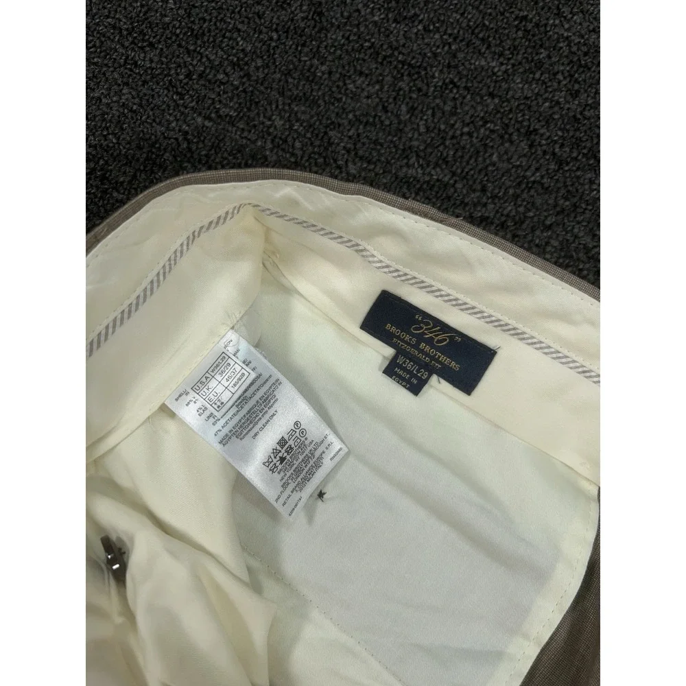 Brooks Brothers Explorer Fitzgerald 2 Piece Suit Mens 46L Pants 36x29 Wool Beige